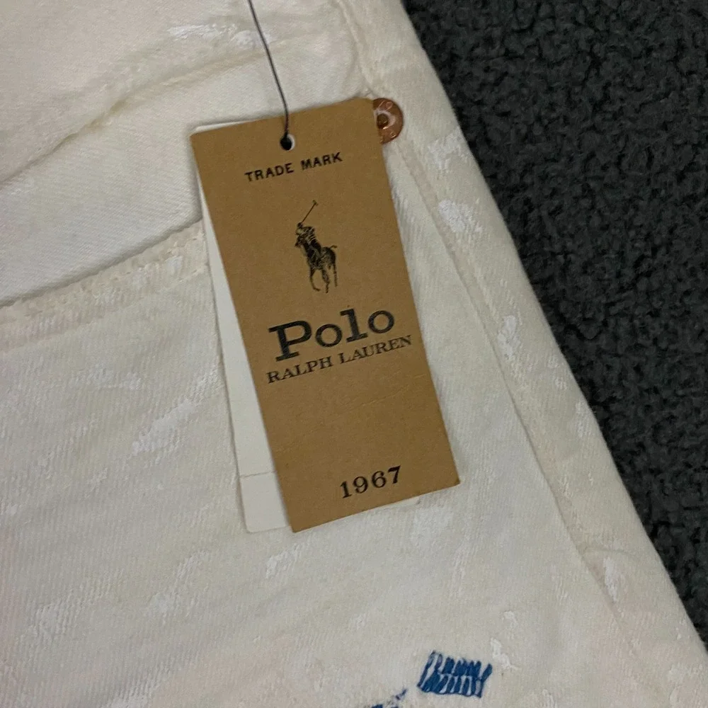 Polo Ralph Lauren Jean Shorts Mens 34 Sullivan Slim Denim Cut Off White 7.5